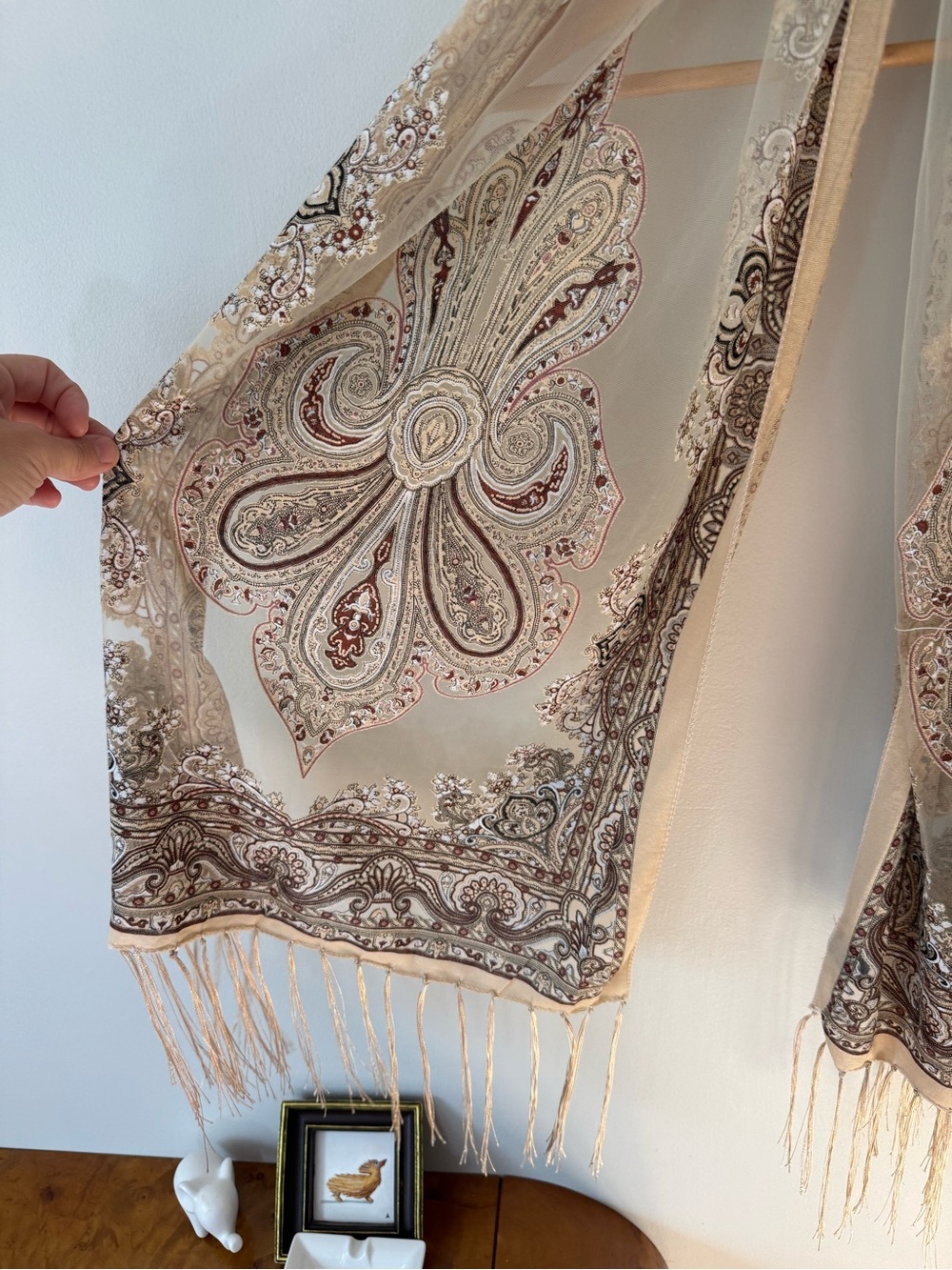 Vintage western paisley fringe scarve